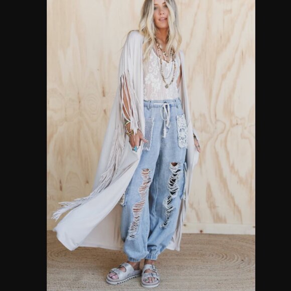 Three Bird Nest The Nest Showstopper Duster Kimono, Women's Size XL - Oat - Picture 1 of 13